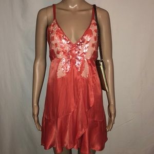 Free People Sequin Butterfly Dress - Coral